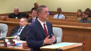 Defense attorney Timothy Hogan delivers his closing argument