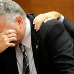 Former Marjory Stoneman Douglas High School School Resource Officer Scot Peterson reacts as he is found not guilty.