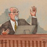 courtroom sketch of expert Peter Hammer