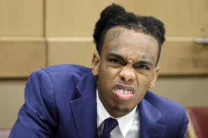 Jamell Demons, known as YNW Melly, makes a face in court