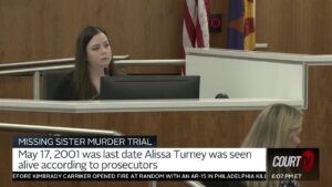 Sarah Turney testifies against her father.