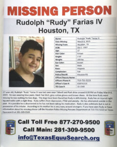 A missing poster for Rudolph "Rudy" Farias