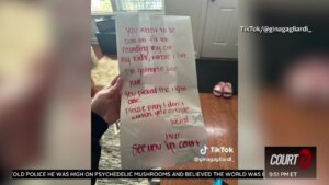 Note a woman wrote to her neighbor after the neighbor had her towed and posted it on TikTok.