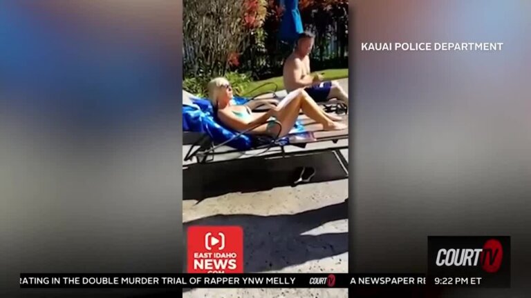Lori and Chad Daybell sit by the pool in Hawaii, as seen on bodycamera