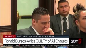 Ronald Anthony Burgos-Aviles is seen crying in court