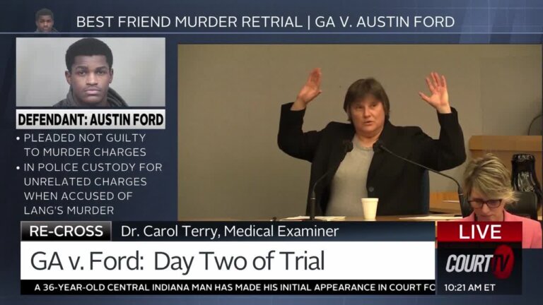 Medical examiner in Austin Ford case does a demonstration in court.