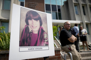 karen vergata portrait displayed at press conference