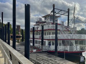 The Harriott II riverboat sits docked in Montgomery,