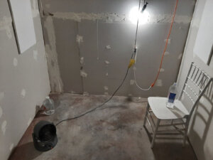 The interior of a makeshift cinderblock cell in Klamath Falls, Ore.