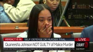 Quaneesha Johnson listens to verdict.