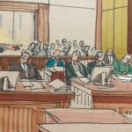 Courtroom sketch shows proceedings during Robert Bowers' trial