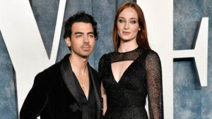 Joe Jonas, left, and Sophie Turner appear at the Vanity Fair Oscar Party