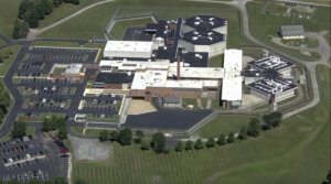 aerial photo shows Chester County Prison