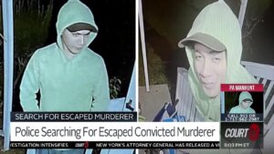 surveillance photos show a man in a green hoodie