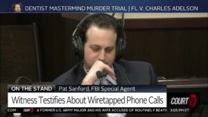 Adelson listens to wiretapped call.