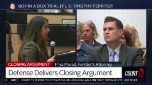 split screen showing Tim Ferriter and his attorney