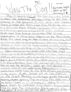 handwritten letter with 'WALK THE DOG' at the top