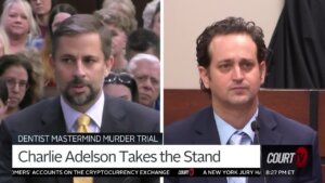 split screen of charlie adelson and his defense attorney