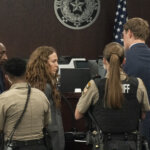 Kaitlin Armstrong approached the bench of Judge Brenda Kennedy during the sentencing portion of Kaitlin Armstrong's murder trial at the Blackwell-Thurman Criminal Justice Center on Friday, Nov. 17, 2023. Armstrong was found guilty of killing Anna Moriah Wilson in May 2022 and sentenced to 90 years in prison.