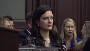 Kirsten Bridegan sits in court