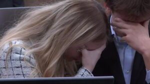 Maya Kowalski and her brother cry in court