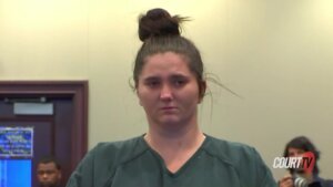 Hannah Payne stands in court during sentencing