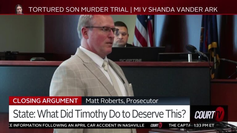 Michigan prosecutor Matt Roberts delivers closings in the case against Shanda Vander Ark.