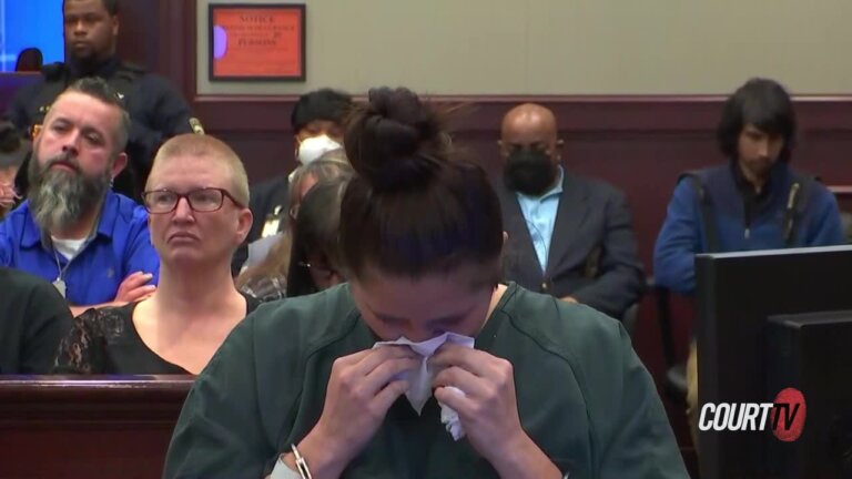 Hannah Payne cries in court