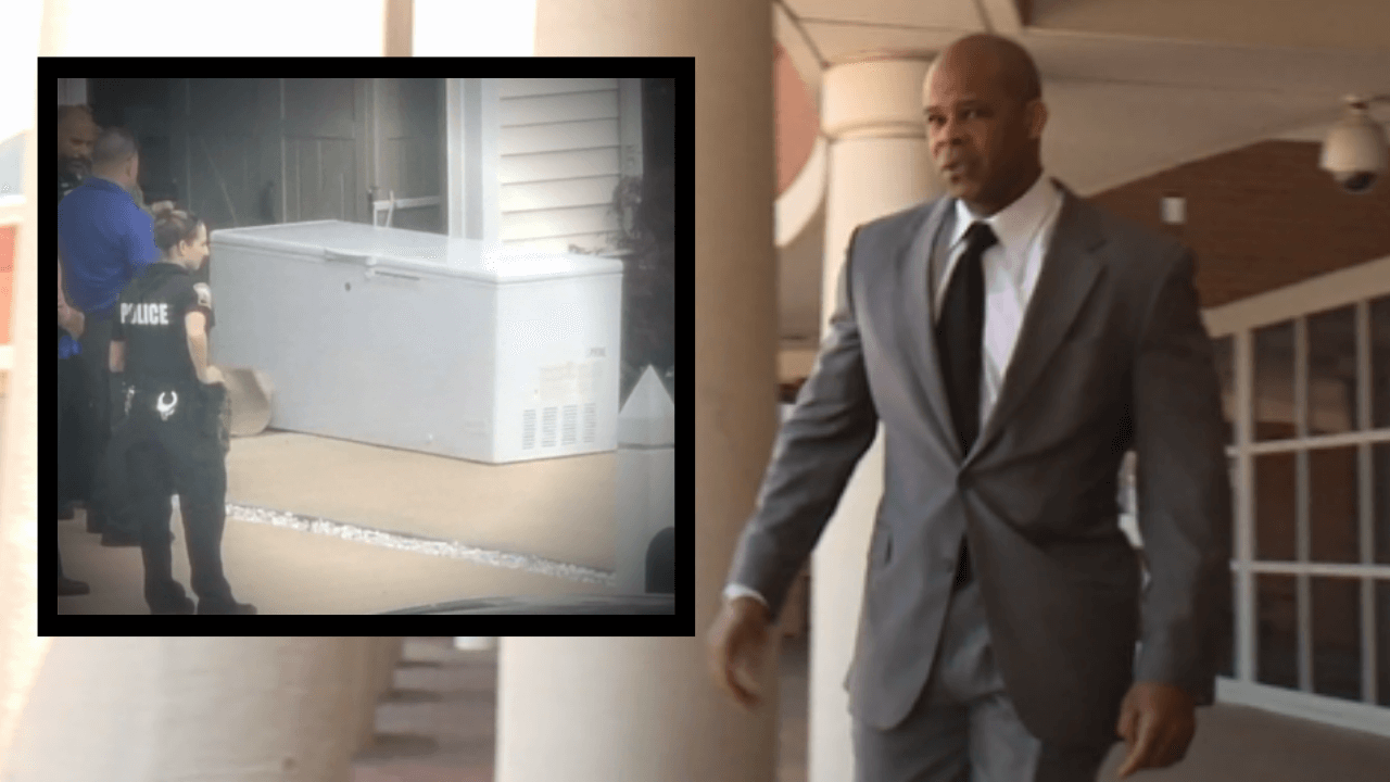 Kassceen weaver walks towards the camera, an inset picture shows a freezer