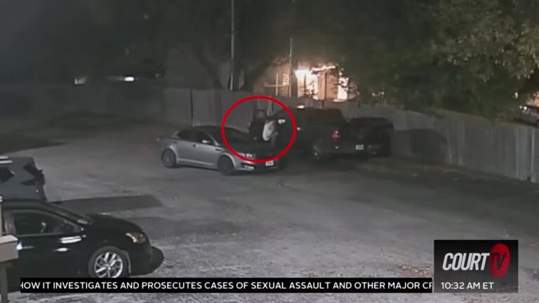 a person is circled in a still from surveillance video