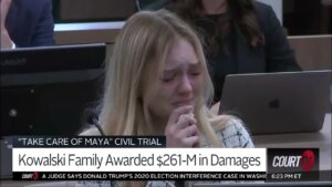 Maya Kowalski cries in court