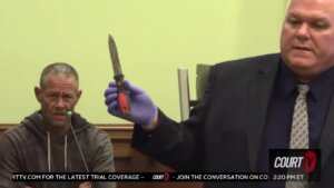 Knife introduced as evidence in the Treehouse Murder Trial.