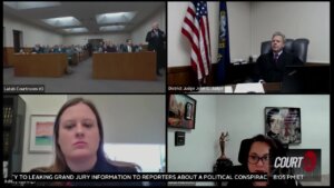 quad box of people on zoom in court hearing