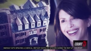 GFX side-by-side of Dulos house and Jennifer Dulos.