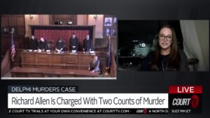 split screen of Indiana Supreme Court and Barbara MacDonald