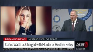 split screen of missing mother Heather Kelley and Kalamazoo Co. DA