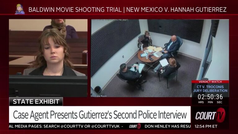 Hannah Gutierrez in court as interrogation video is played.