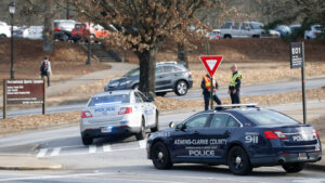 police block traffic at uga campus