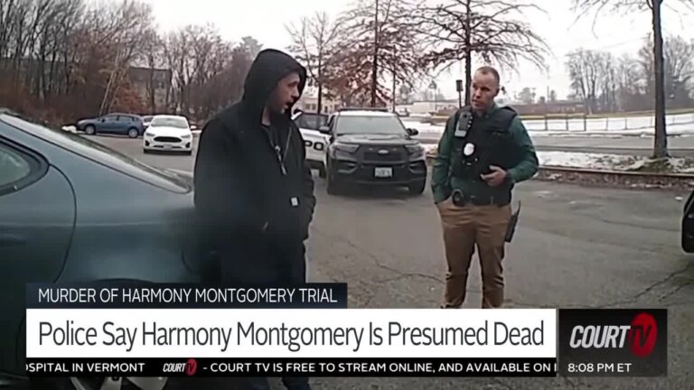 The jury saw footage of Adam's interaction with authorities asking about Harmony's whereabouts.