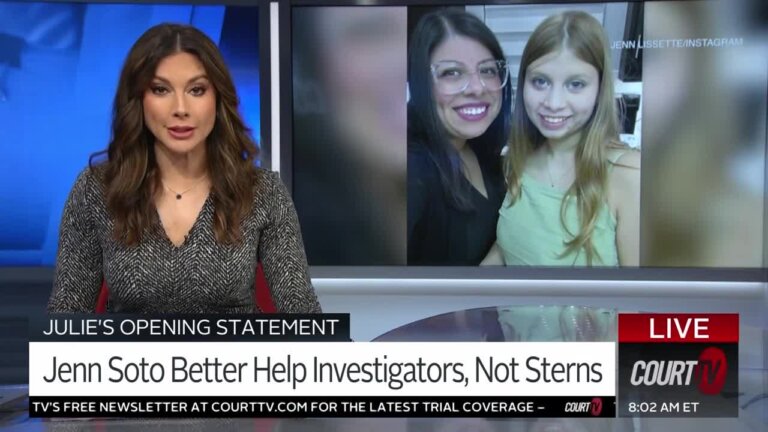 Julie grant with a picture of Jennifer Soto and Madeline Soto on the monitor.