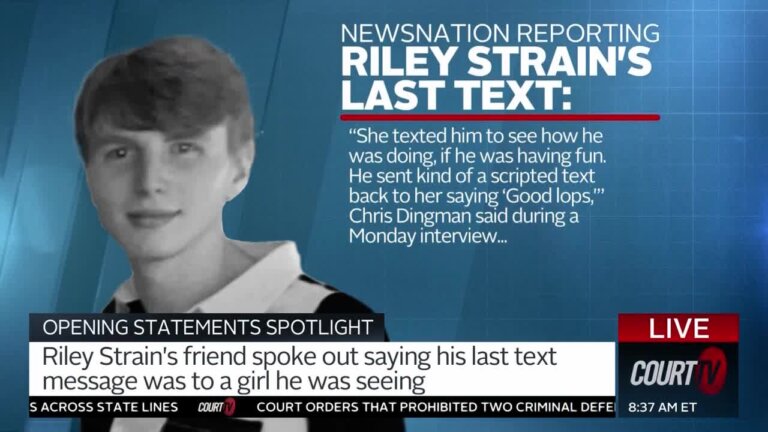 GFX about Riley Strain's last text message.