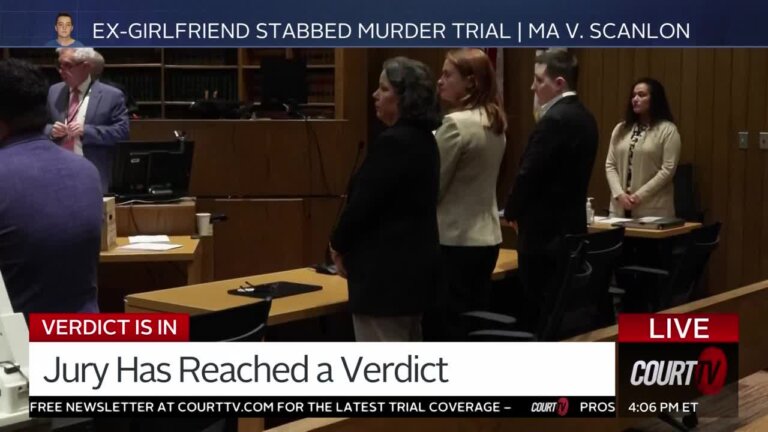 A jury deliberated for over four hours before returning a verdict for Blake Scanlon, a Massachusetts man accused of killing his ex-girlfriend.