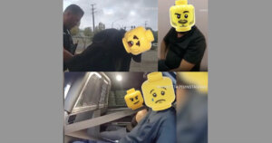 Suspects' images replaced with Lego heads.