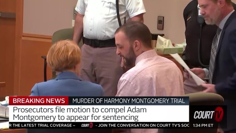 Adam Montgomery sits in court