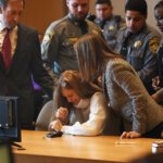 Michelle Troconis cries in court after hearing the verdict