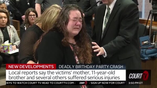 Family members cry at birthday parry crash arraignment.