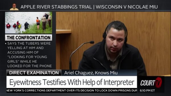 Ariel Chaguez, friend of Nicolae Miu, testifies with the help of an interpreter.