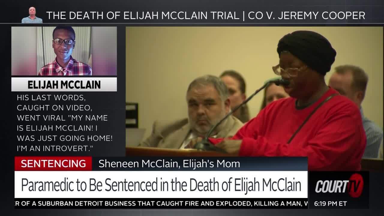 Elijah McClain's mother, Sheneen McClain, addresses the court ahead of Jeremy Cooper's sentencing.