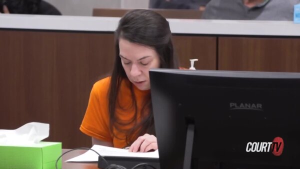 Jessy Kurczewski reads a statement to the court