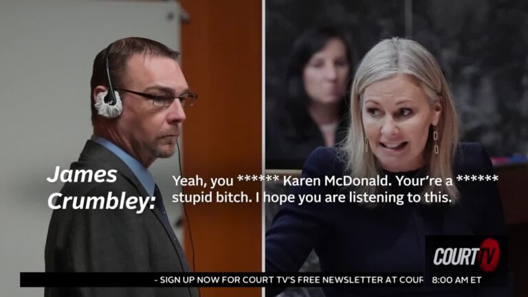 Splitscreen of James Crumbley and prosecutor Karen McDonald.